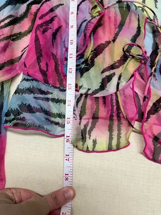 NWT Dolls Kill Generation Kiss L Zebra Rainbow sheer Top - Picture 3 of 11